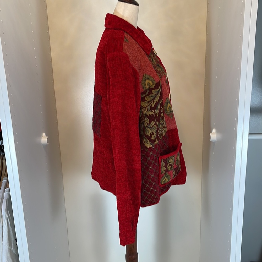Coldwater Creek Red Patchwork Button Jacket Size … - image 4